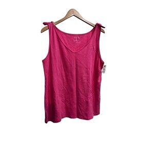 NWT Talbots Knot Tied Shoulder Tank Top Pink Cotton Womens Sz XL Casual
